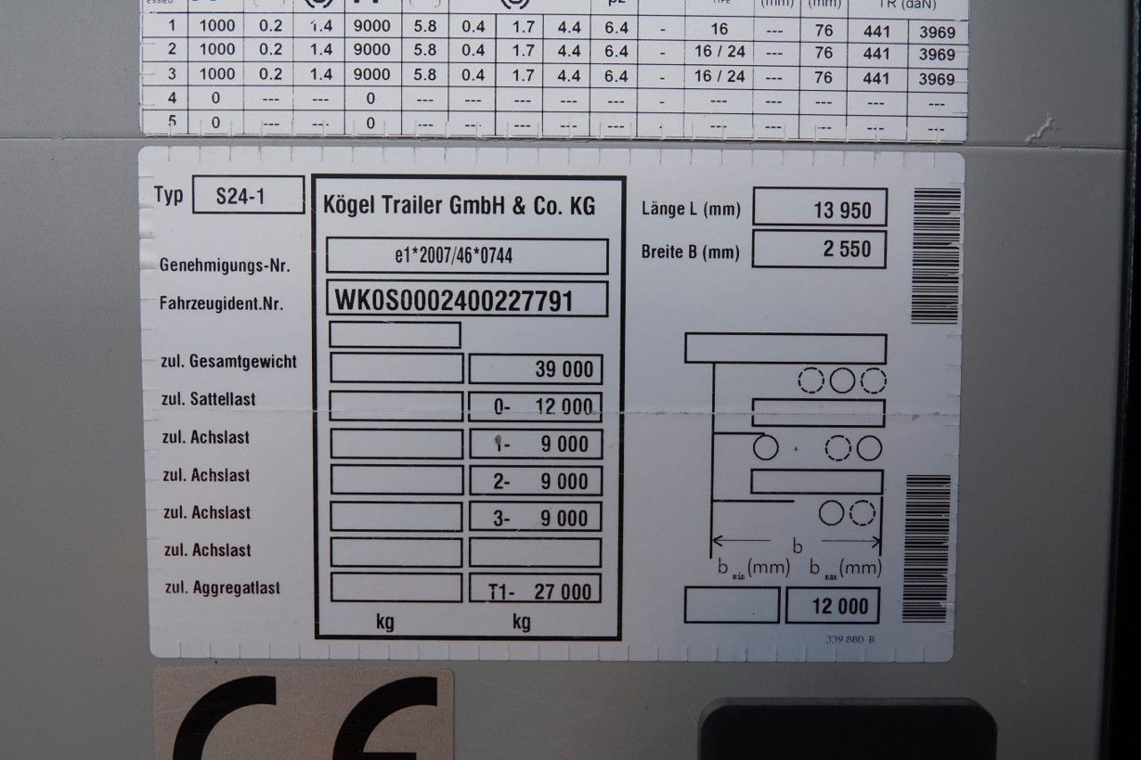 Semirimorchio centinato nuovo Kögel FIRANKA STANDARD / OPONY 100 % / MAŁO UŻYWANA: foto 19