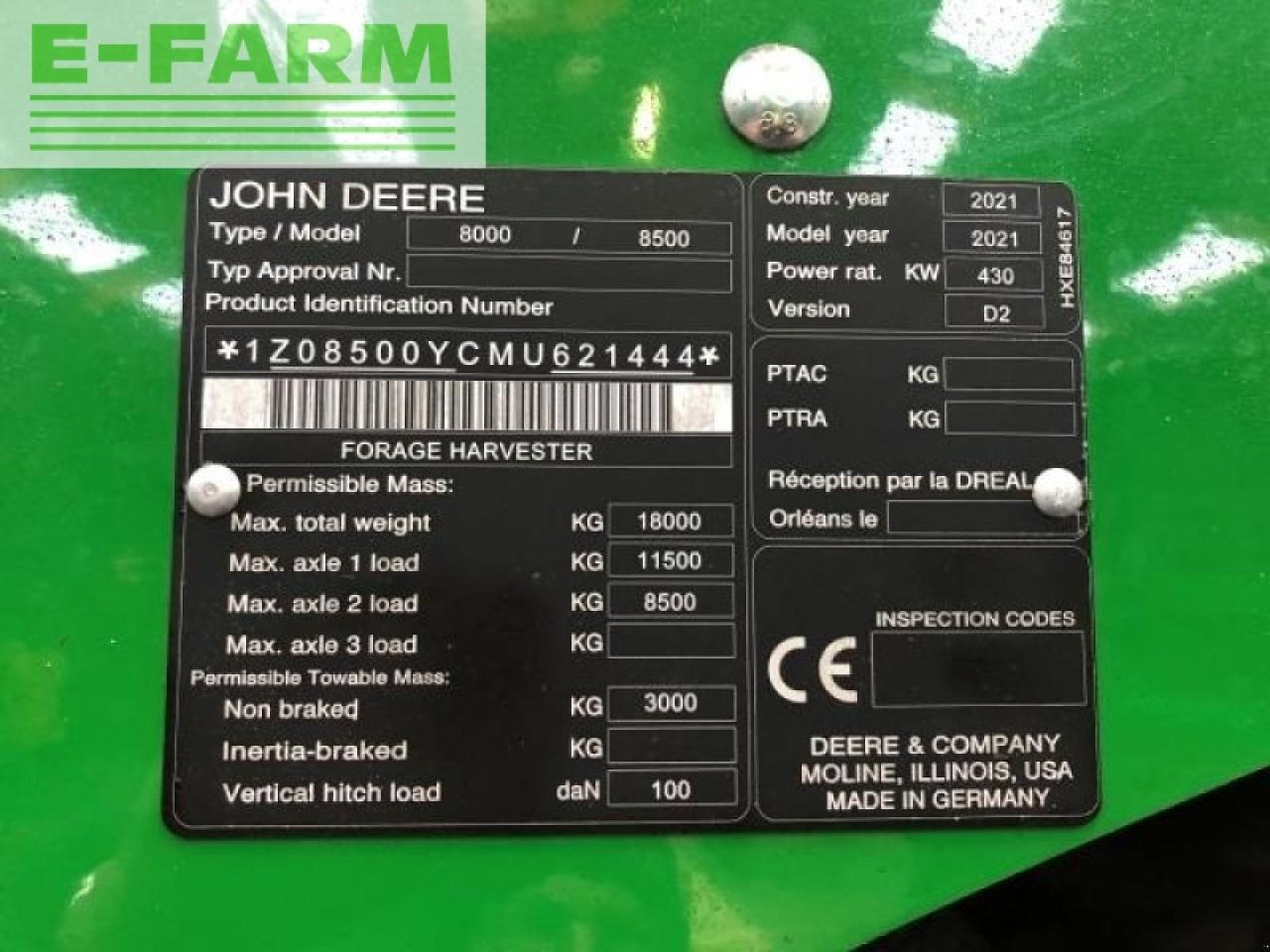 Accessori per trincia John Deere 8500: foto 6