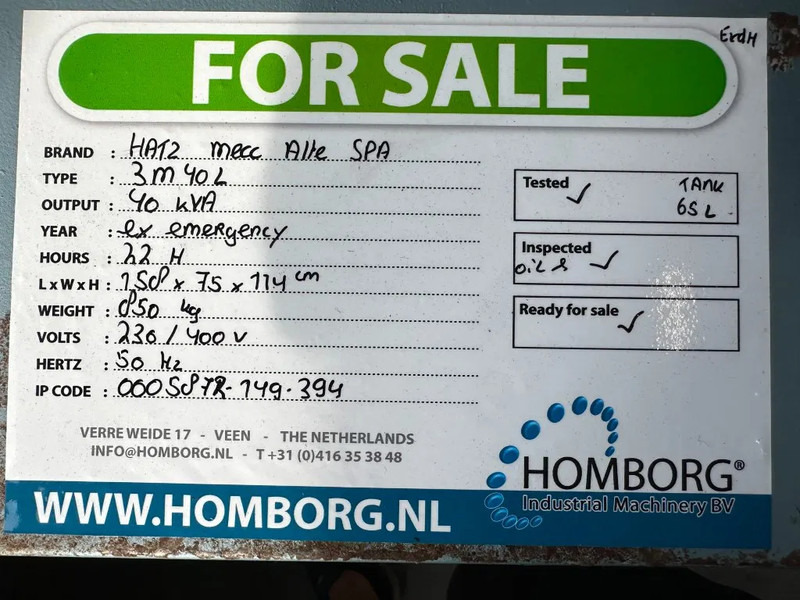 Gruppo elettrogeno Hatz 3M40L Mecc Alte Spa 40 kVA generatorset ex Emergency ! 22 hours !: foto 11 Gruppo elettrogeno Hatz 3M40L Mecc Alte Spa 40 kVA generatorset ex Emergency ! 22 hours !: foto 11