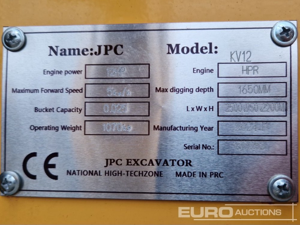 Miniescavatore Unused JPC KV12: foto 25