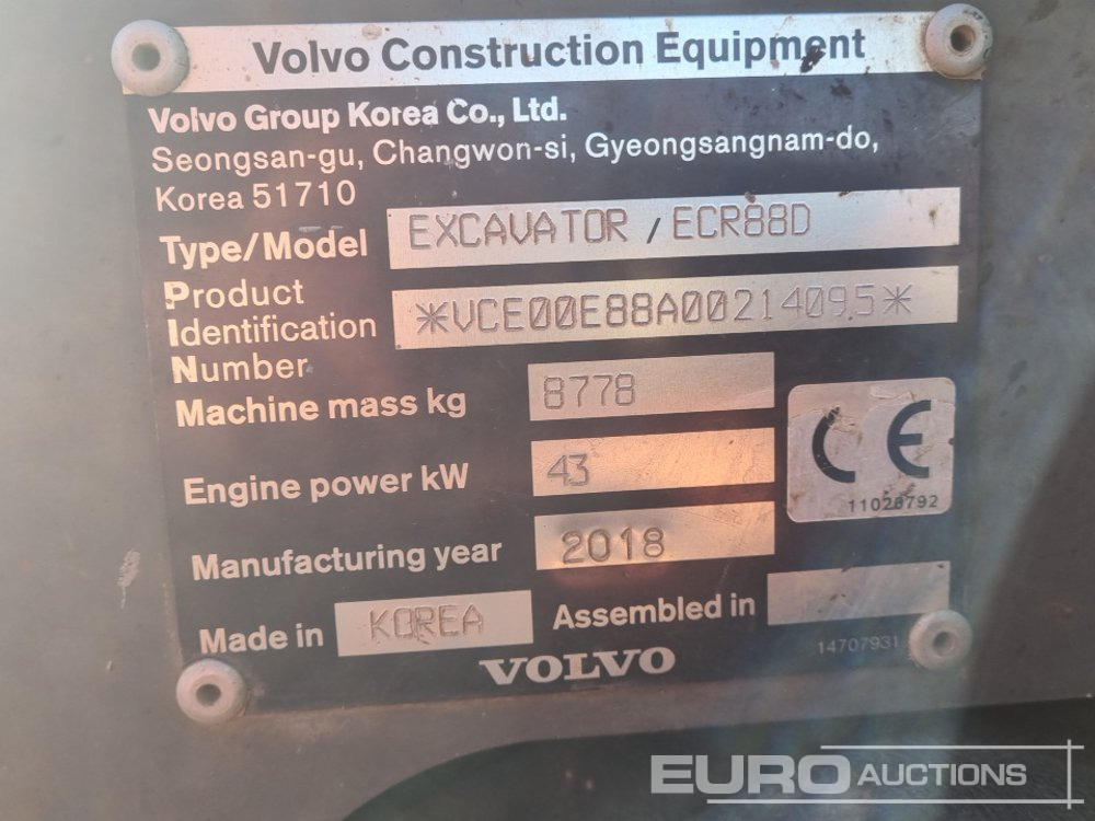 Miniescavatore 2018 Volvo ECR88D: foto 42